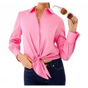 NEW LILLY PULITZER tie lilly shirt in confetti pink